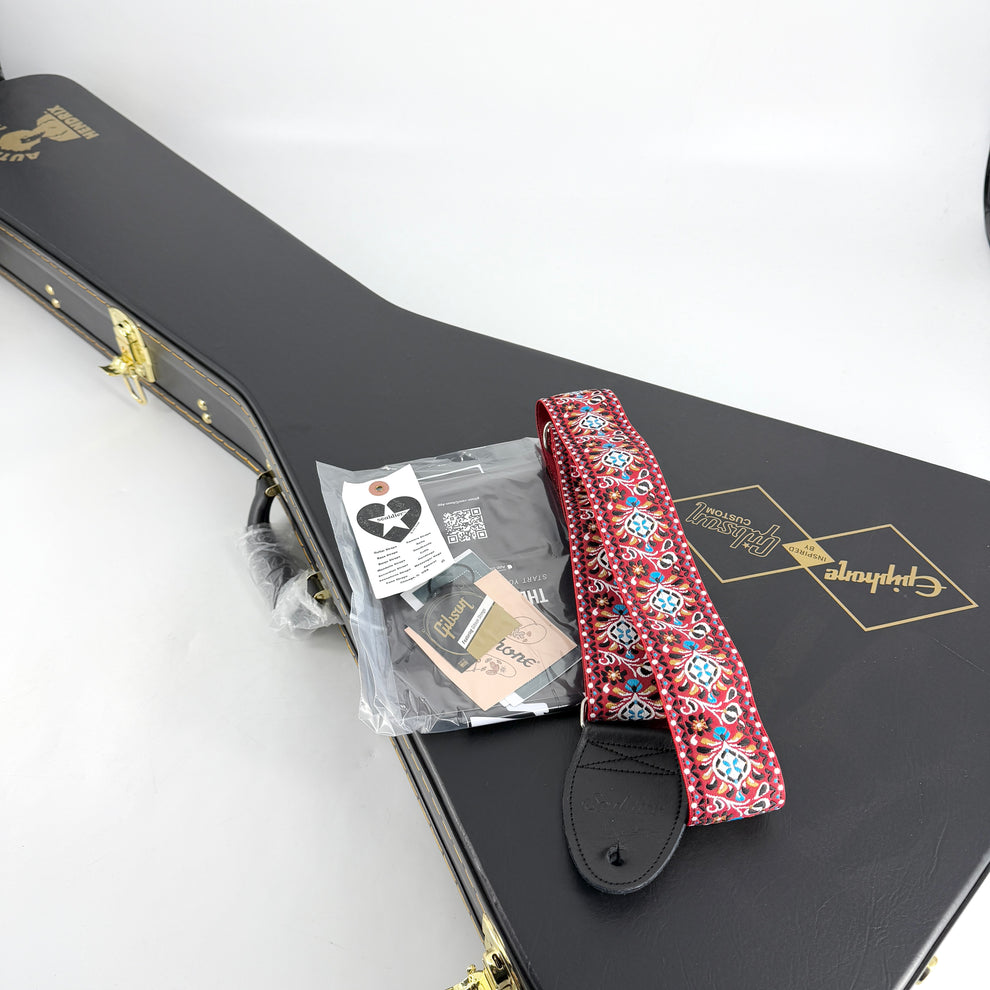 2024 Epiphone Inspired by Gibson Custom Jimi Hendrix Love Drops Flying V - Ebony - Image 13