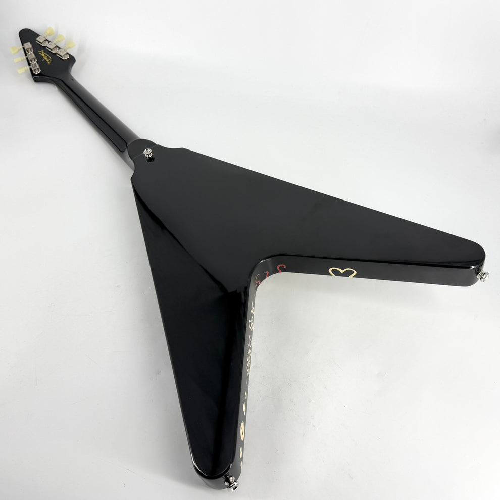 2024 Epiphone Inspired by Gibson Custom Jimi Hendrix Love Drops Flying V - Ebony - Image 3