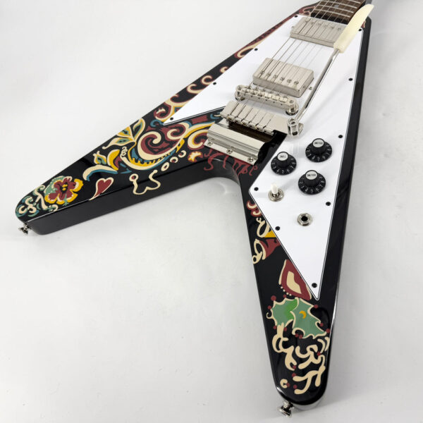 2024 Epiphone Inspired by Gibson Custom Jimi Hendrix Love Drops Flying V - Ebony - Image 2