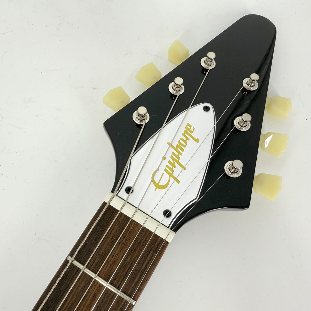 2024 Epiphone Inspired by Gibson Custom Jimi Hendrix Love Drops Flying V - Ebony - Image 11